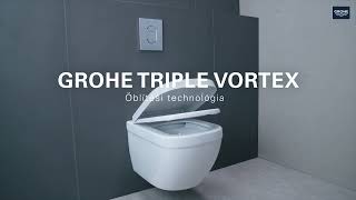 Az új, innovatív GROHE Triple Vortex öblítőrendszer felelős a higiéniáért és tartja tisztán a WC-t