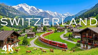 Switzerland 4K 🇨🇭 Swiss Alps, Emerald Lakes & Peaceful Mountain Villages