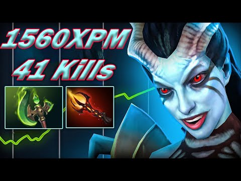 First Item Blade Mail Queen of Pain 41 Kills Parasma + Dagon One Shot 1560XPM Dota 2