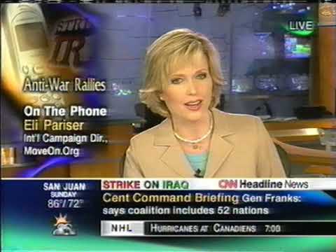 CNN Headline News clip about Iraq War protests and polling, March 2003