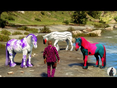 A Rare Sight | Arthur Morgan Discovers and Tames Eclipse Fang & Vibrant Horses by the Montana River