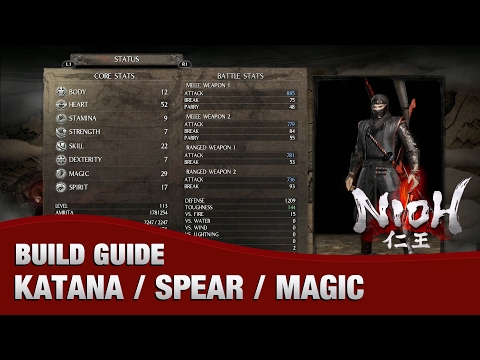 Nioh Katana Build (Red Demon Armor Set, Fire, Spear) OP