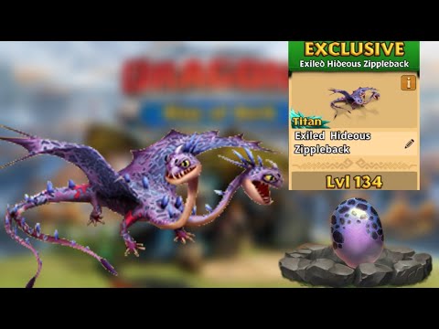Exiled Hideous Zippleback Max Level 134 Titan Mode - Dragons:Rise of Berk