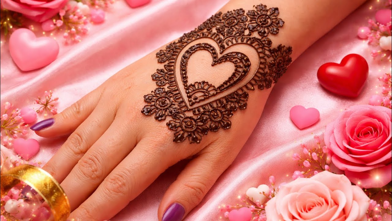 Valentine special mehndi/ Heart mehndi design / love mehndi design/ pretty henna design