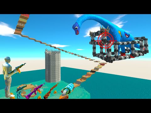 I DROP huggy wuggy BRACHIOSAURUS TO DINOSAURS DEATH CLIMB CHALLENGE - ARBS