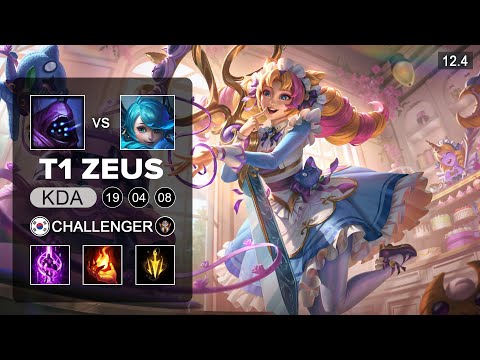 T1 Zeus vs KDF Kiin - Gwen Top vs Jax - KR Challenger - Season 12 Patch 12.4