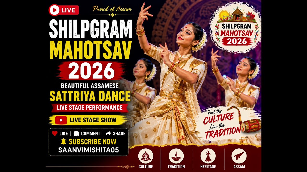 Shilpgram Mahotsav | Beautiful Assamese Cultural Dance Performance | Live Stage Show SaanviMishita05