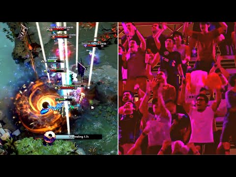 dota 2 plays but the crowd reaction increasingly gets louder