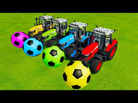 TRANSPORTING COLORED MASSEY FERGUSON WITH SOCCER BALL DEATH RUN PARKOUR #17 - Farming Simulator 22