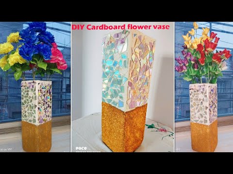 How to make flower vase with cardboard long flowervase| DIY|Easy flowervase making at home