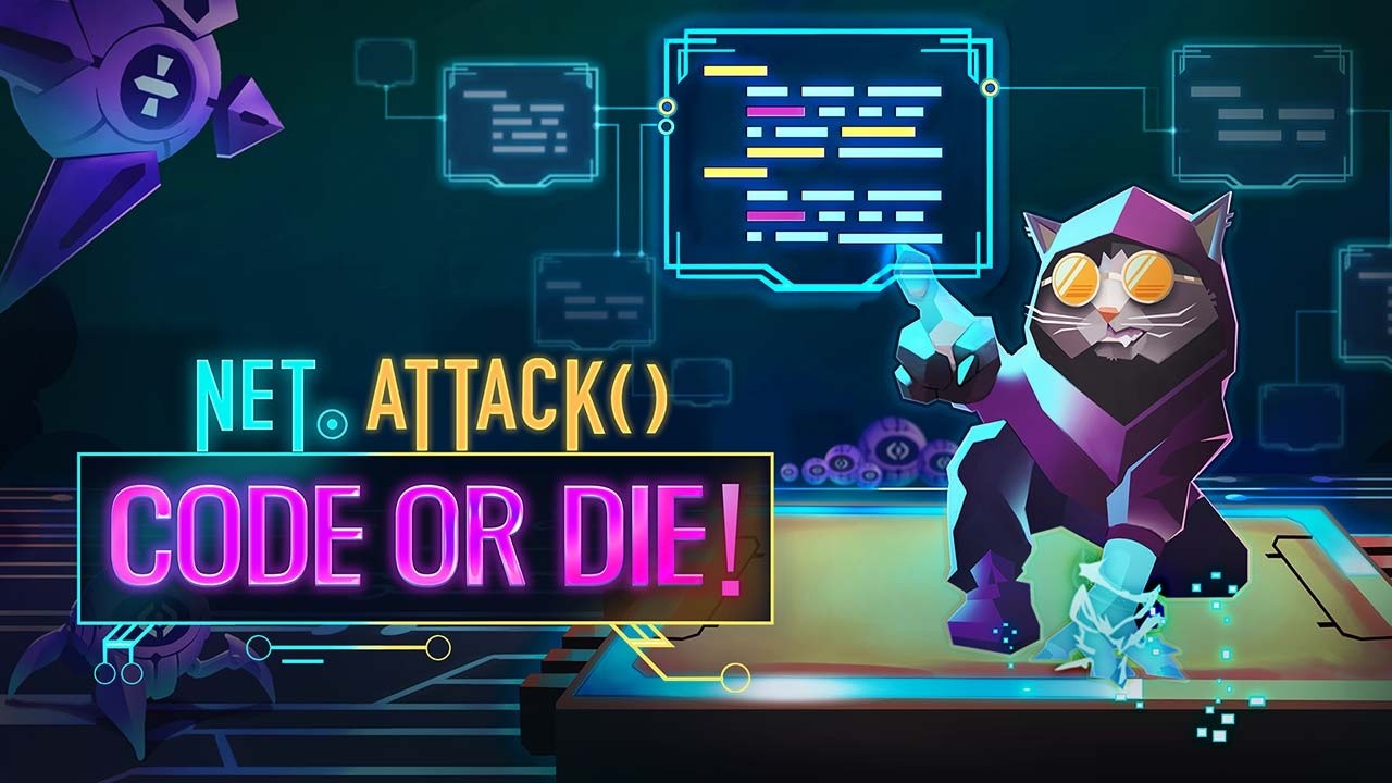 Net.Attack trailer thumbnail featuring visual programming roguelite and bullet heaven gameplay