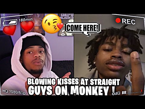 BLOWING KISSES AT STRAIGHT GUYS ON MONKEY🤣 *GONE RIGHT👀*