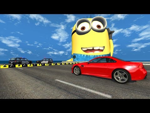 Spike Strip High Speed Epic Crashes #2 - BeamNG.Drive(Giant Minion)