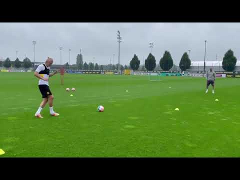 Haaland and Marco Rose in training