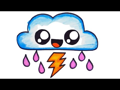 Como Desenhar NUVEM ELÉTRICA Muito FOFA - Desenho Kawaii