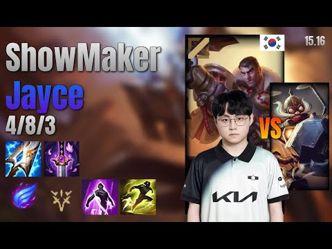 ShowMaker Mid Jayce vs Corki lol KR solo rank Full Game 15.16 | 쇼메이커 제이스 vs 코르키