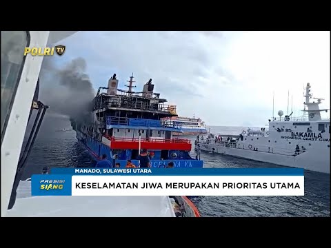 POLRESTA MANADO DAN TIM GABUNGAN EVAKUASI PENUMPANG KM BARCELONA YANG TERBAKAR