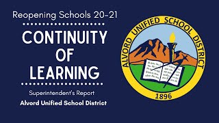 Superintendent's Report: Re-opening Alvord Schools 20-21