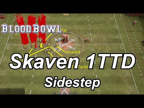 Blood Bowl 3 one turn touchdown: MA9 Skaven Sidestep (6 or 7 players, 2 pushes)
