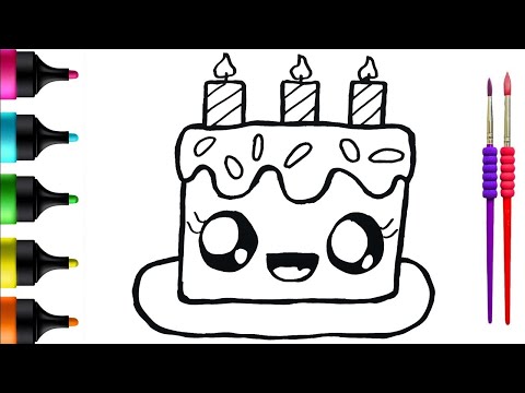 Let's Draw and Color a Birthday Cake - Fun Art Activity for Kids and Toddlers