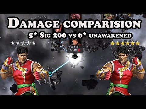 5 Star R5 Sig200 vs. 6 Star R3 unawakened Shang-Chi Damage Comparision - Marvel Contest of Champions