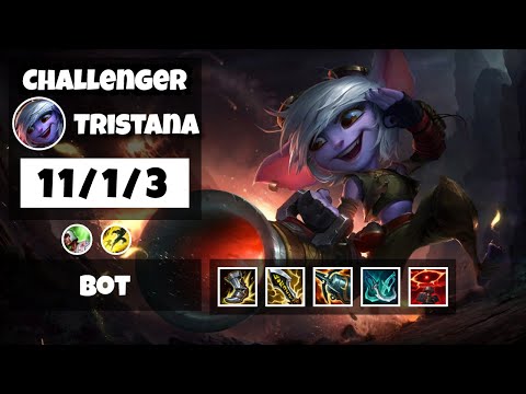 Tristana Gameplay Challenger Replay S11 - 11.18 Bot Lane (11/1/3) - EU
