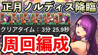 【正月ノルディス降臨】シヴァドラ編成で高速周回!! 正月カミムスビPT【パズドラ】
