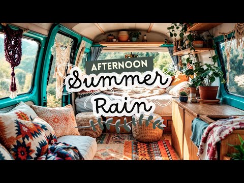 Cozy Summer Rain in a Camper Van