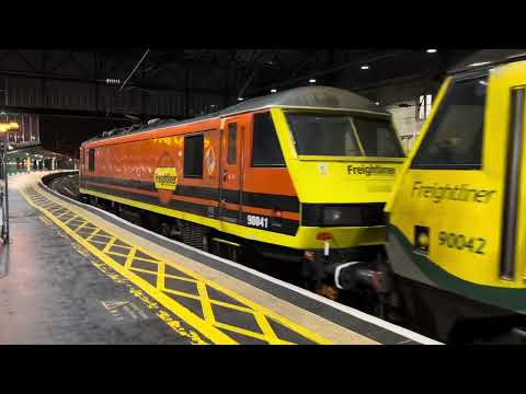 Freightliner 90041 & 90042 - 4M11 Coatbridge F.L.T. to Crewe Bas Hall S.S.M at Carlisle (28/02/2024)