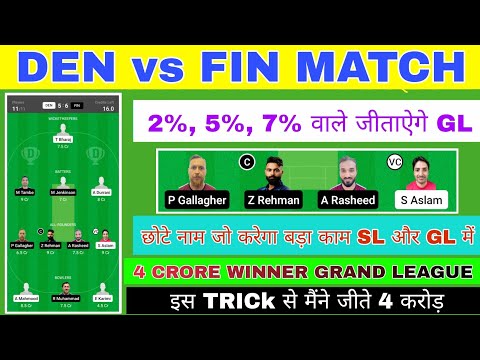 DEN vs FIN Dream11 Team | DEN vs FIN International T10 | DEN vs FIN Dream11 Today Match Prediction