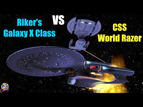 Riker's Galaxy X Class VS CSS World Razer - Both ways - Star Trek Starshp Battles All Good Things