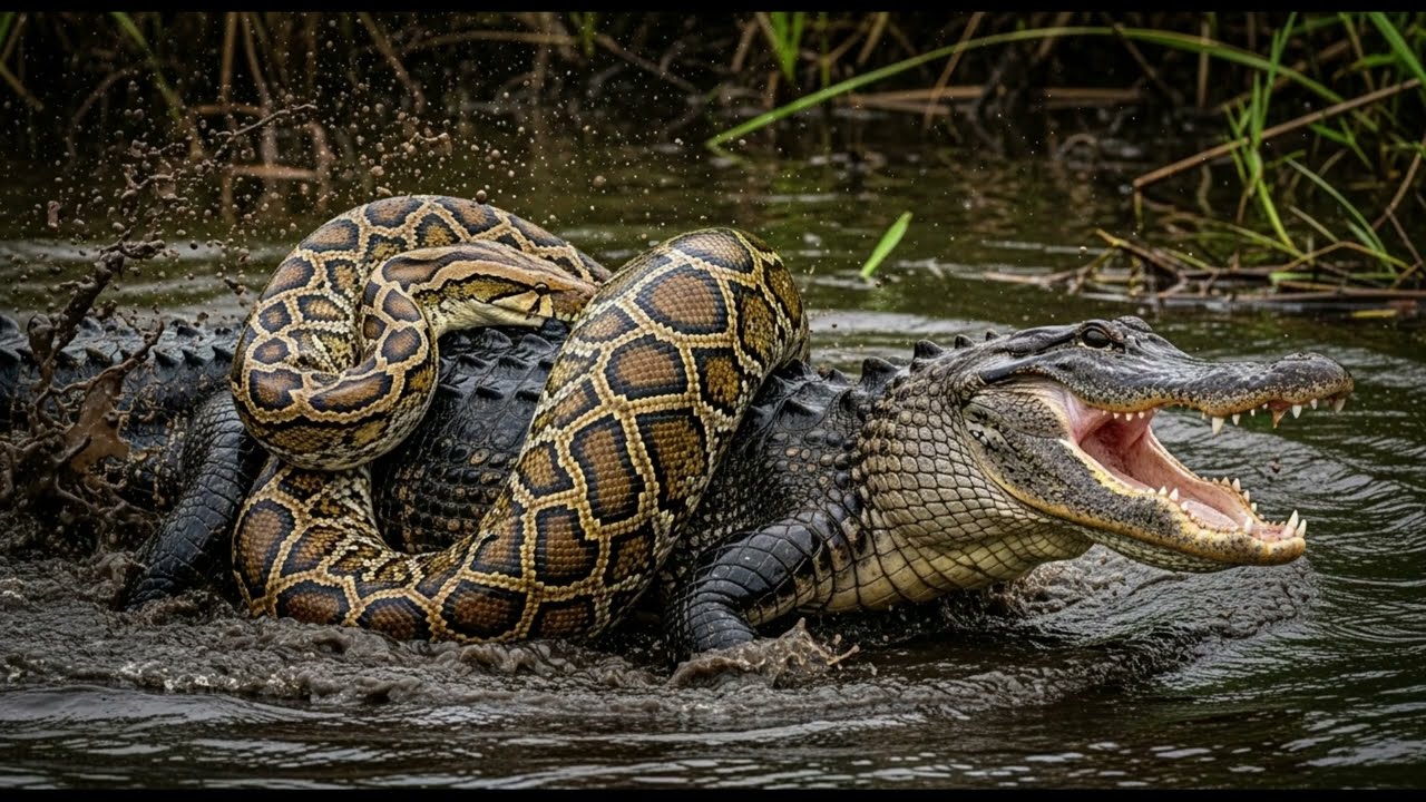 Python Attacks Alligator in Wild 😨 | Nature’s Most Intense Battle!