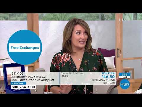 Absolute 19.74ctw CZ 200Facet Stone Pendant, Chain and E...