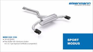 Video: Eisenmann Edelstahl Duplex Sportauspuff BMW 3er G20 Limousine und G21 Touring 320i, 330i inkl. xDrive