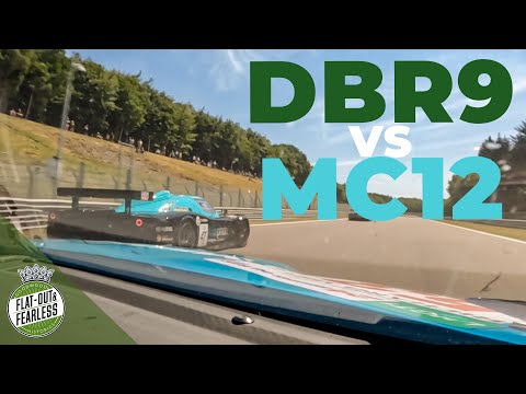 Onboard Aston Martin DBR9 vs Maserati MC12 V12 GT1 battle at Spa