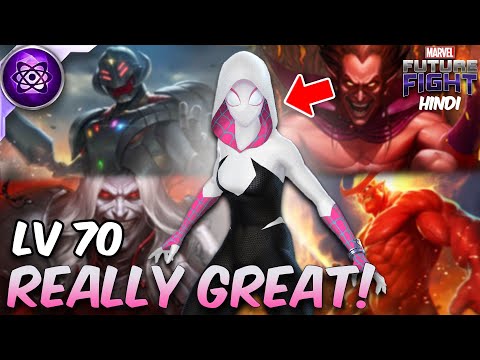 Spider Gwen Lev70 with *NEW* Spiderverse Uniform FULL TEST | Marvel Future Fight [HINDI] #mffhindi
