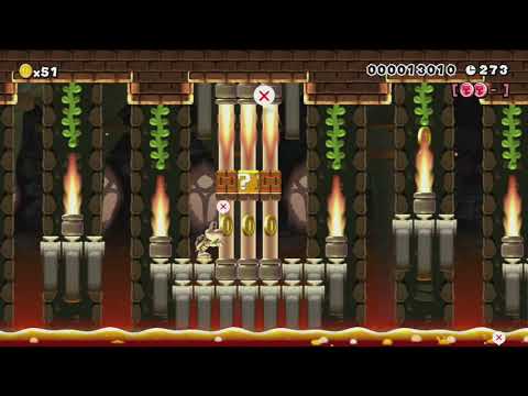 WORLD 8-2　～火あぶりカロンの ボーンデリア～ by シュン - Super Mario Maker - No Commentary 1bp