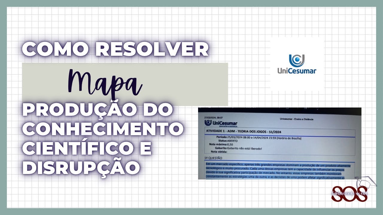 Como resolver o mapa Produção do conhecimento científico e disrupção