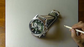 How to draw a wristwatch - Time Lapse (Long Version)