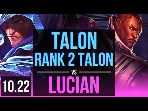 TALON vs LUCIAN (MID) | Rank 2 Talon, 8/0/1, Legendary, 800K mastery | EUW Challenger | v10.22