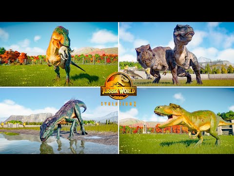 Acrocanthosaurus Vs Albertosaurus Vs T-Rex Vs Indoraptor - Jurassic World Evolution 2