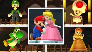 Super Mario Run: All Characters Rescuing & Kissed By Princess Peach