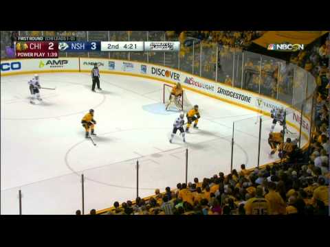 Craig Smith juicy rebound wrister goal 3-2 Chicago Blackhawks vs Nashville Predators April 17 2015