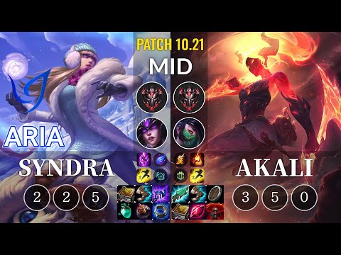 CGA Aria Syndra vs Akali Mid - KR Patch 10.21