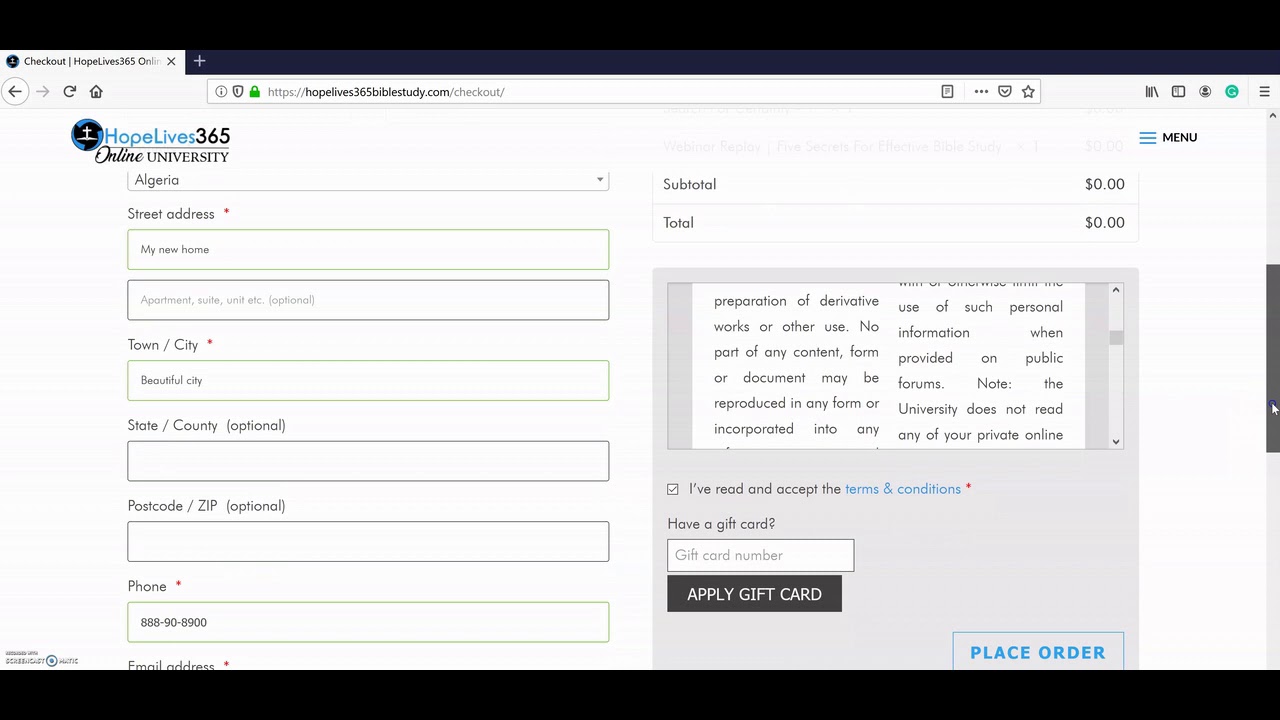 HopeLives365 Online University Enrollment Steps