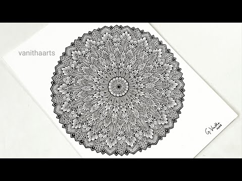 How to draw a Mandala Art for Beginners Step by Step Tutorial Easy Mandala Drawing vanithaarts