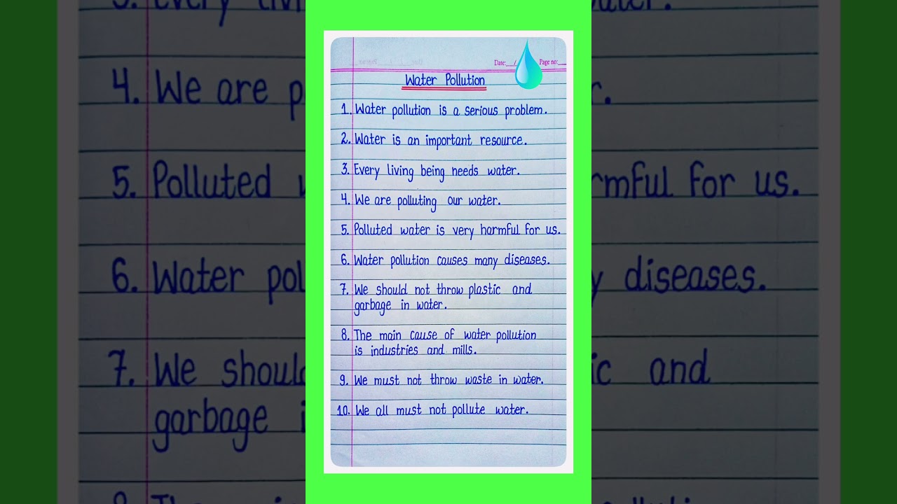 10 Lines On Wayer Pollution/water pollution essay in English/water pollution/essay  water pollution