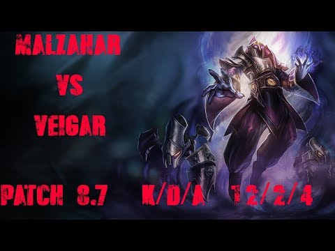 Malzahar vs Veigar Mid Patch 8.7 K/D/A 12/2/4 Ranked Gameplay (Clean !)