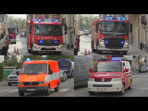 Volledig Brandvertrek + CP-OPS Officier & Adembeschermingswagen - Brand Gebouw Oostende (Bredene)