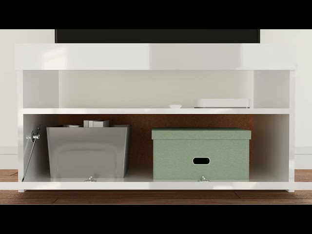 Video teaser per 804403 vidaXL TV Cabinet with LED Lights High Gloss White 75x35x40 cm